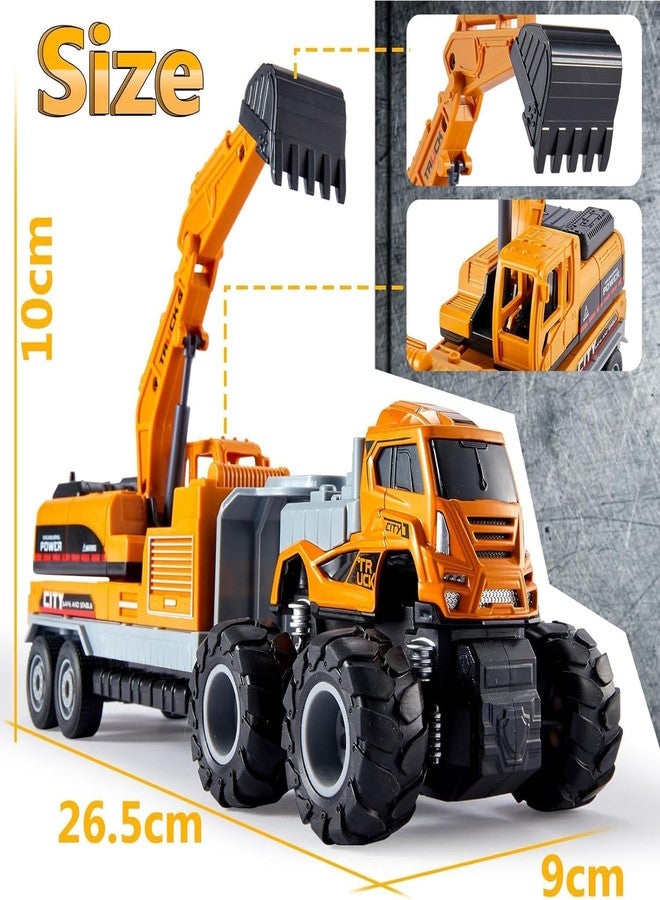 SELLFUN Diecast Excavator Truck Toy Durable Alloy Construction Bulldozer Toy Friction Powered Scale Truck for Kids Realistic Play and Collectible Model Unbreakable Design - Image 4